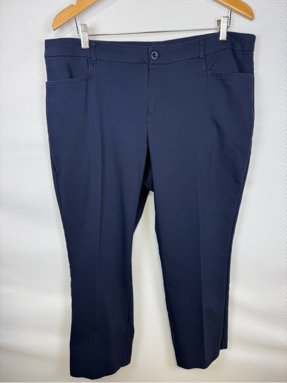 CJ Banks Everyday Trouser Navy Blue 16W Petite Cotton Blend
